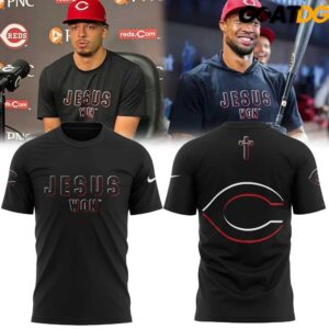 Cincinnati Reds x Jesus Won Premium Black Streetwear Collection T-Shirt