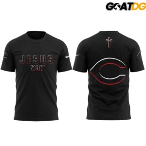 Cincinnati Reds x Jesus Won Premium Black Streetwear Collection T Shirt 2