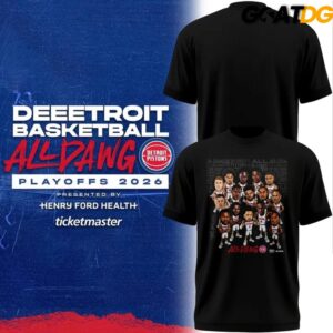 Detroit Pistons All Dawg Caricature 2026 Playoffs T-Shirt